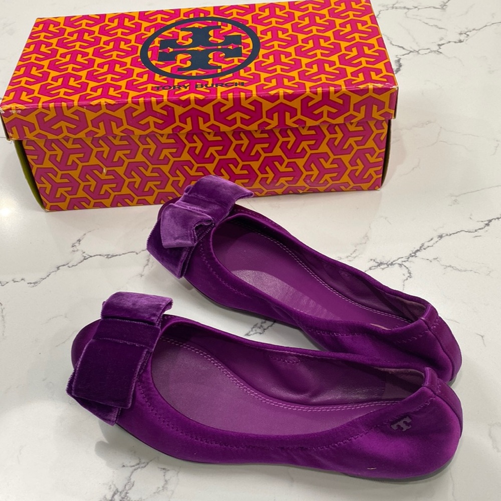Purple ballet shoes Tory Burch